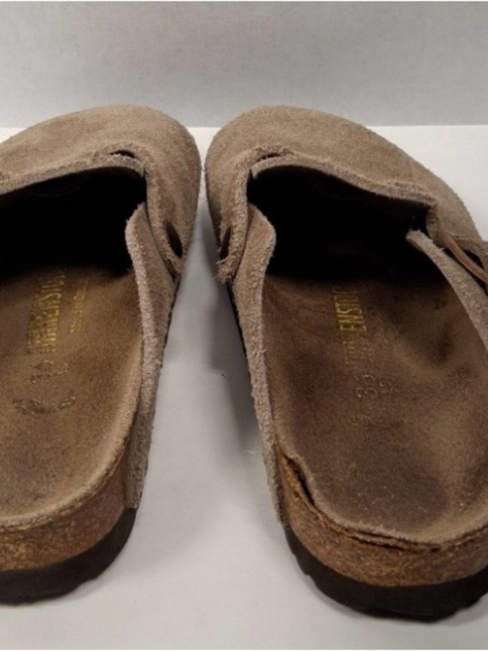 Birkenstock Suede Clog Mules in Taupe Brown - Picture 2 of 4
